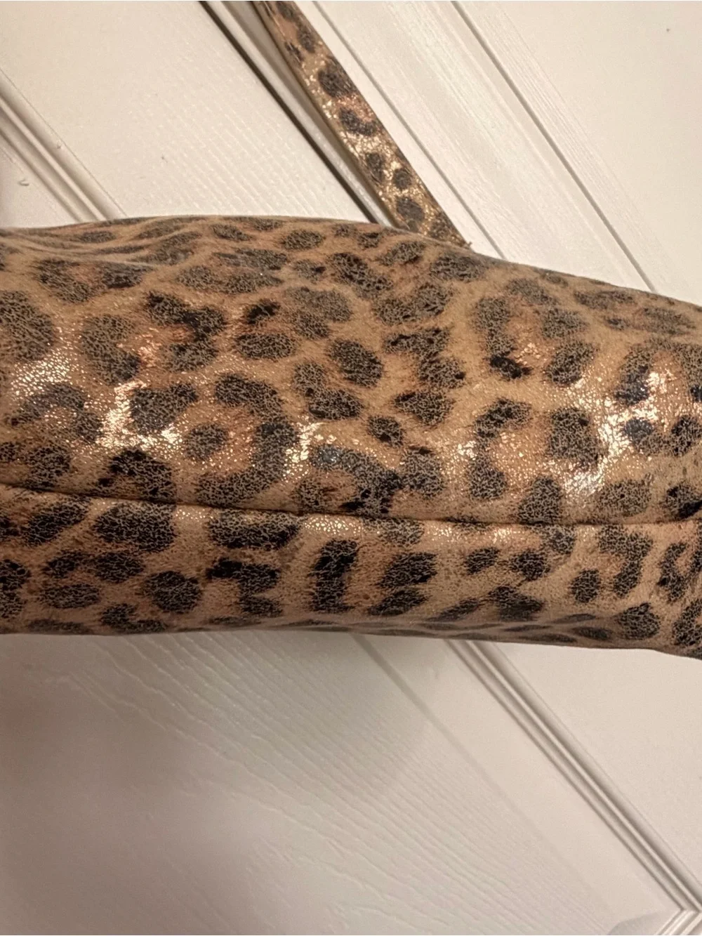 Steve Madden Leopard-Print Crossbody Bag in Beige and Black with Gold Hardware